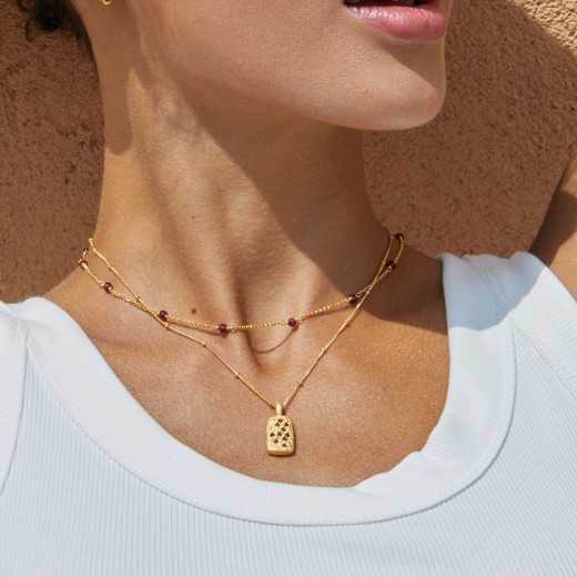 925 Silver Inlaid Natural Garnet Necklace