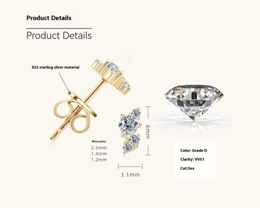 Fashion Simple Diamond Stud Earrings Female Personality Trendy Cool Style Earrings