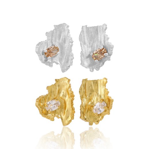 Geometric Asymmetric Diamond Stud Earrings For Women