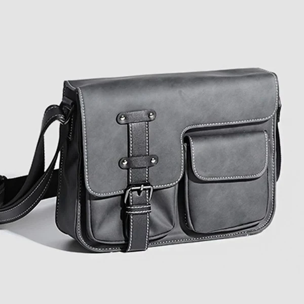Men's Casual Matte Leather Multi-Pocket Messenger Bag