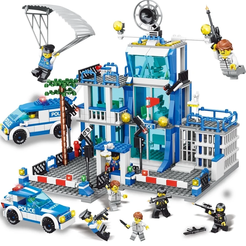 Toys 1256Pcs Police Station Model Building Blocks 3D Puzzle Educational Block Toys