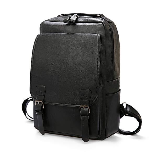 Vintage Business Zip Flap Leather Backpack