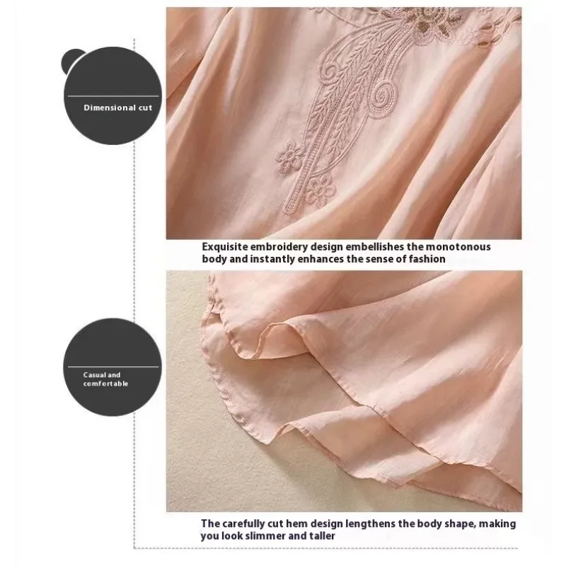 Artistic Vintage Cotton Linen Embroidered Shirt