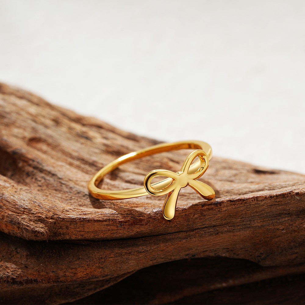 Minimalist Fashion Gold Color Stainless Steel Bow Ring
