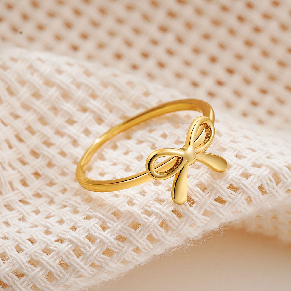Minimalist Fashion Gold Color Stainless Steel Bow Ring