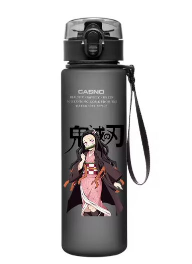 560Ml Demon Slayer Cup Drinking Outdoor Water Bottle Nezuko Tanjirou Children Portable Plastic Large Capacity Cup Christmas Gift