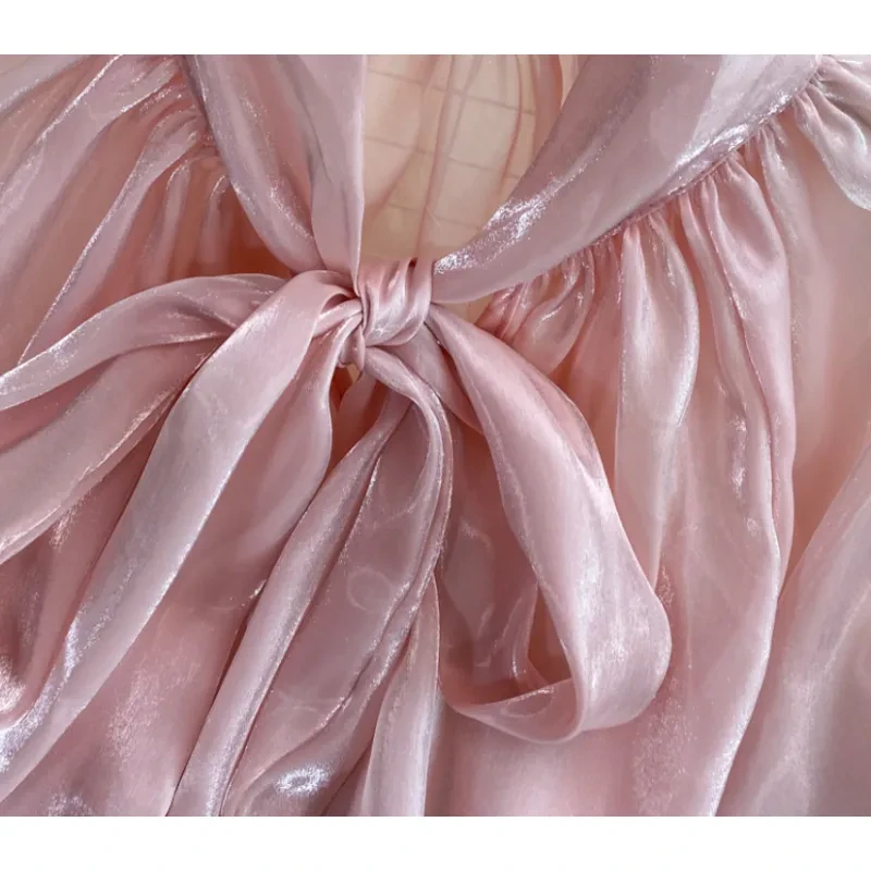 Super Fairy Bow Lace-up Plus Size Top For Women's