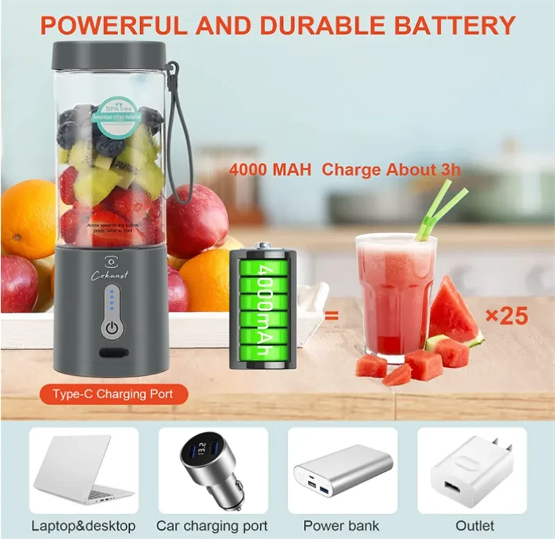 Portable Blender Hand Operated Juice Extractor