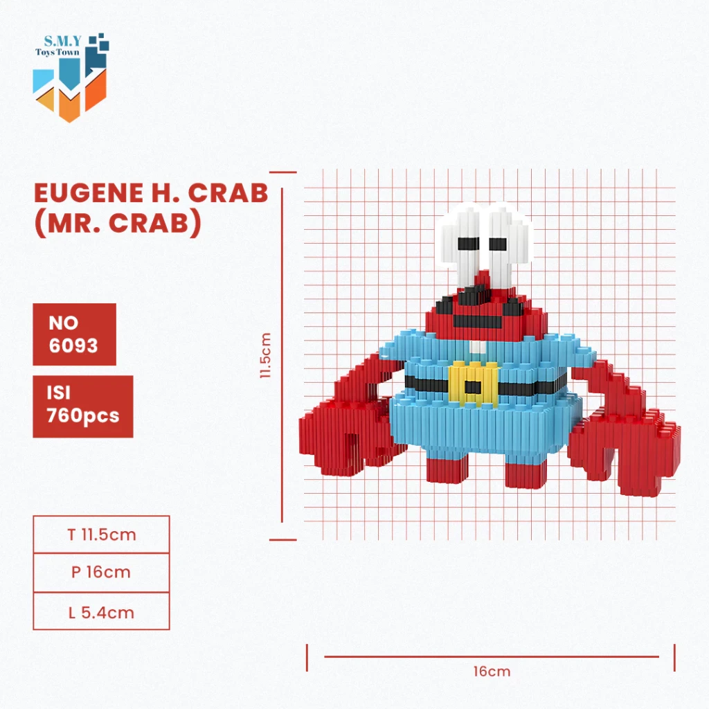 SMY Toystown Nano Blocks Spongebob and Friends 3D Model, Toy Block Stacking, Mini Bricks DIY Construction, Decoration Character