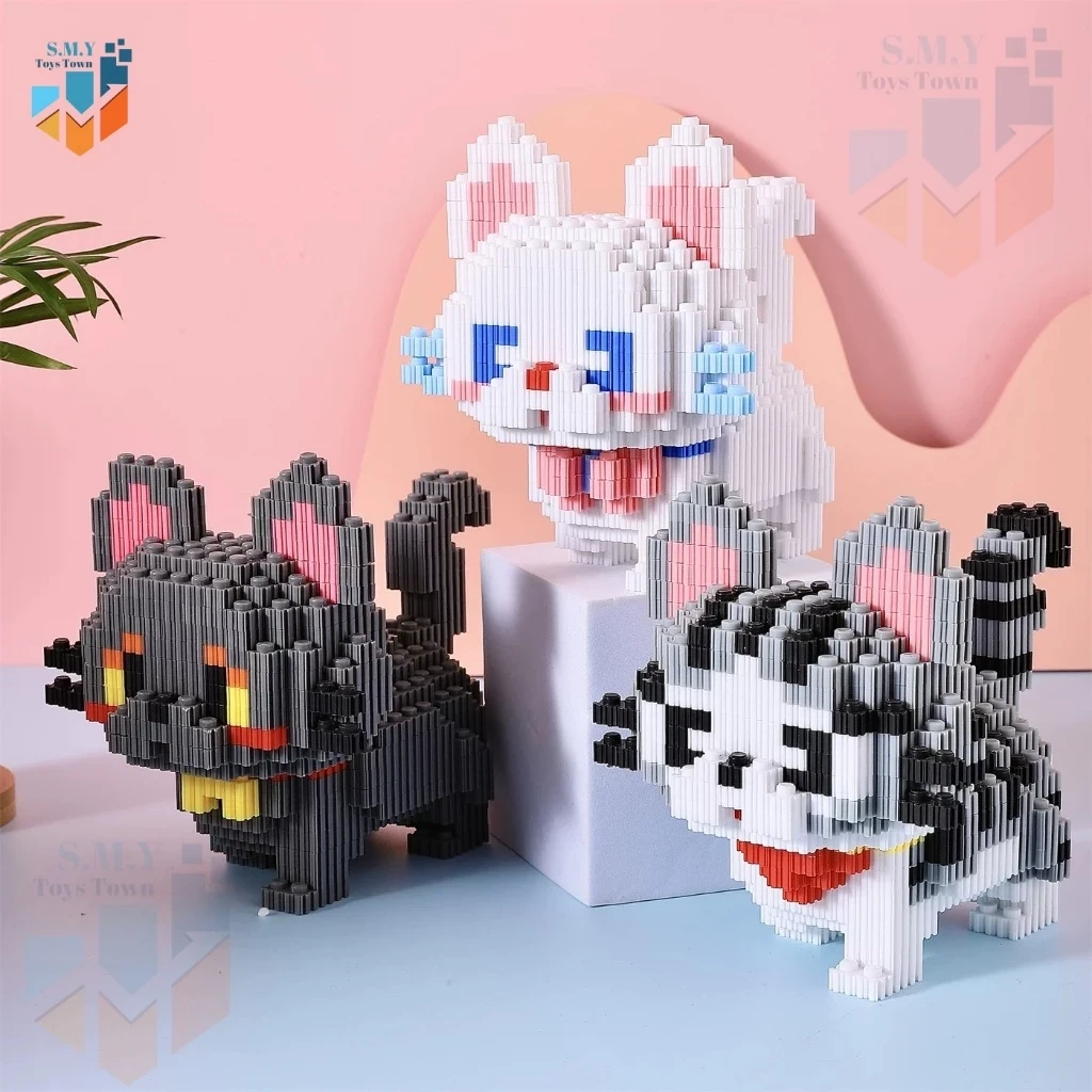 SMY Toystown Nano Blocks 1 Set Animal Paint Cutdly Cat 3D Model , Toy Block Stacking, DIY Construction Bricks