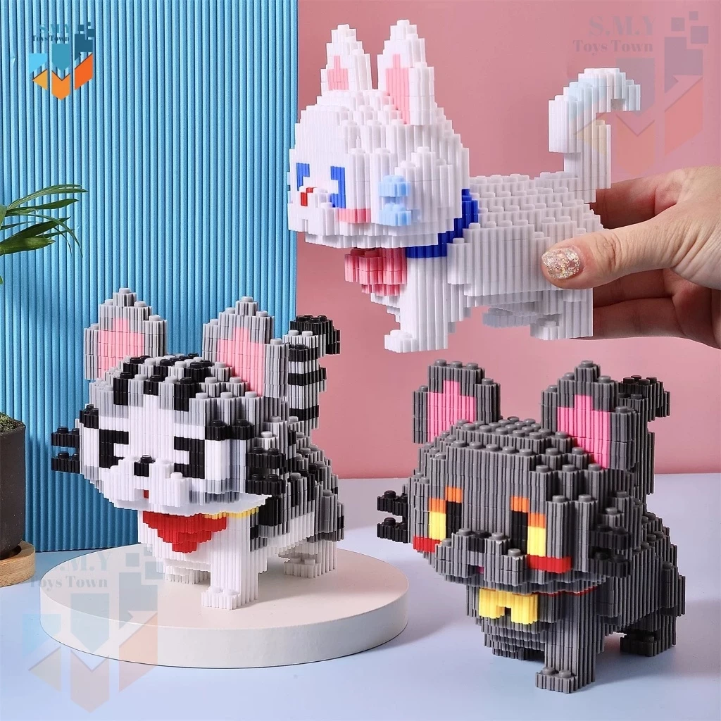 SMY Toystown Nano Blocks 1 Set Animal Paint Cutdly Cat 3D Model , Toy Block Stacking, DIY Construction Bricks