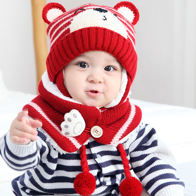 Baby Cute Bear Ear Protection And Neck Set