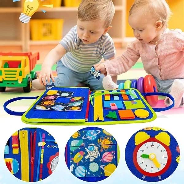 Busy Board Montessori Educational Toys Cognitive Learning Board Baby Dressing Skill Sensory Toys