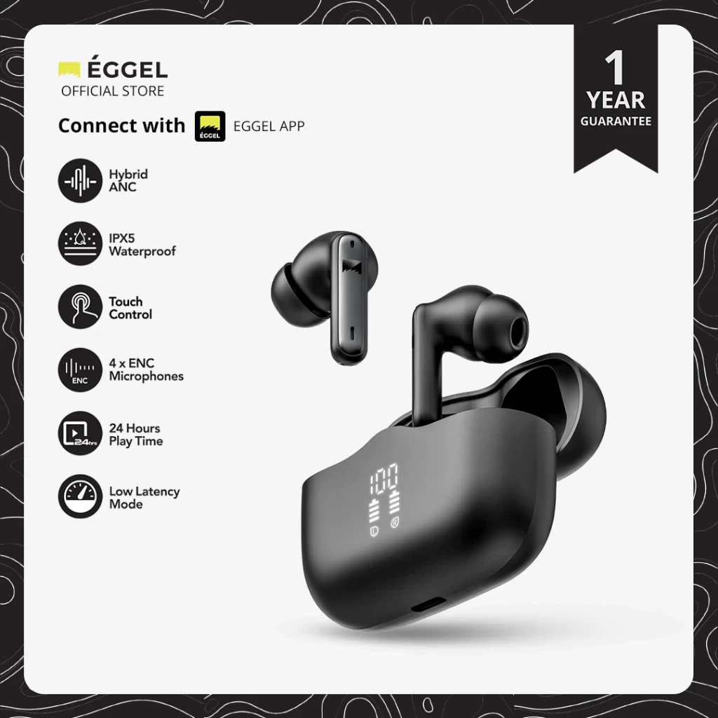Eggel QuietBuds S ANC + ENC TWS Bluetooth Earbuds with Low Latency Mode