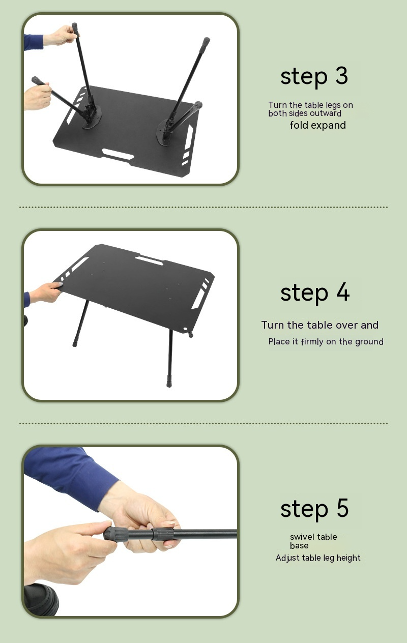 Outdoor Camping Blackened Aluminum Plate Folding Table