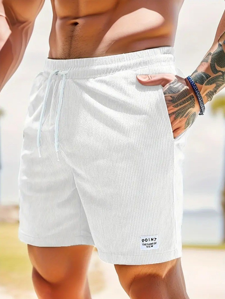Lace-up Drawstring Corduroy Shorts for Men