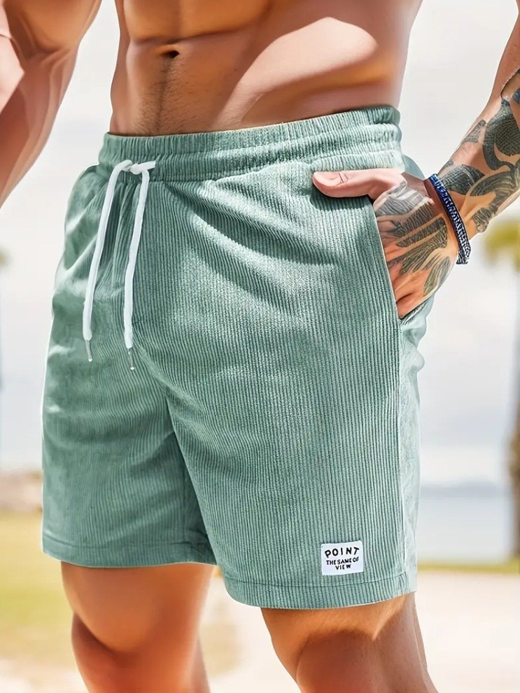 Lace-up Drawstring Corduroy Shorts for Men