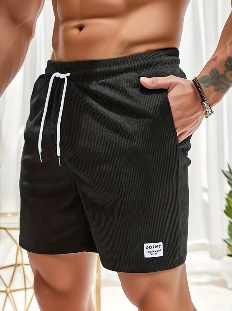 Lace-up Drawstring Corduroy Shorts for Men