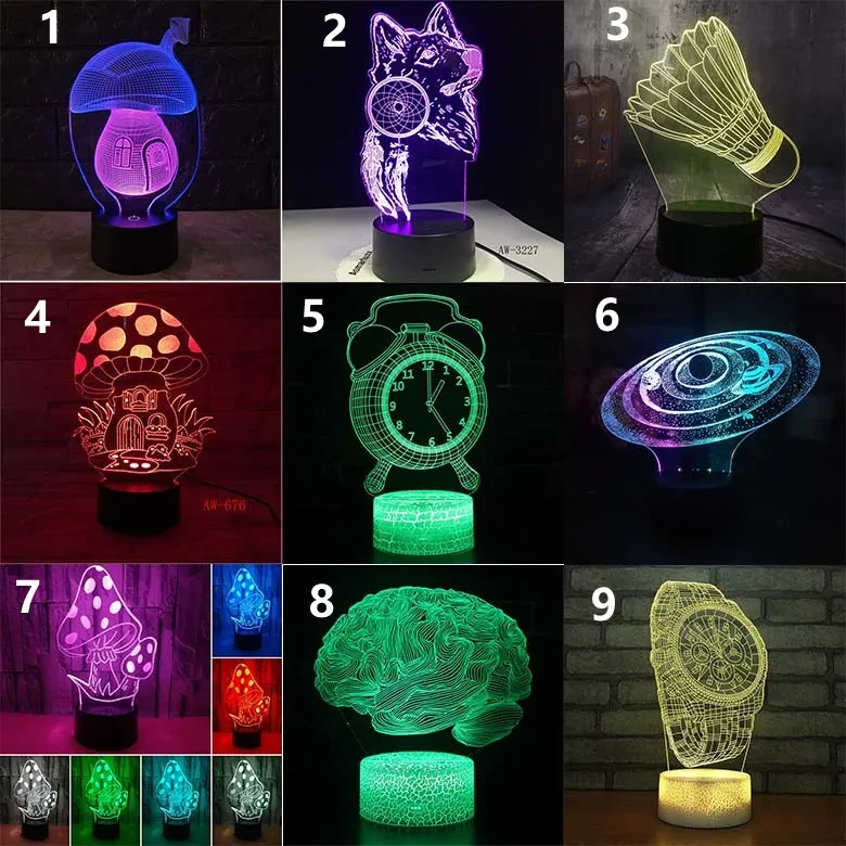 New 3D Colorful Touch Remote Control LED Desk Lamp