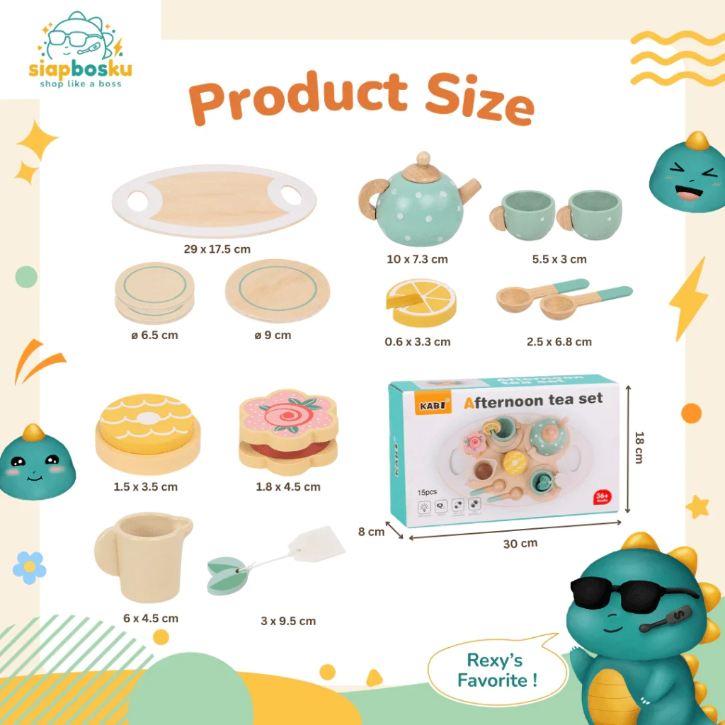 Wooden Toys Gingek Coconut Woode Toys Afternoon Tea Set ET