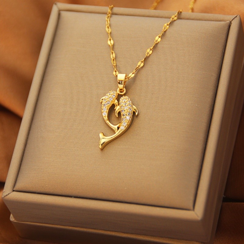 Exquisite Titanium Steel Dolphin Pendant Necklace