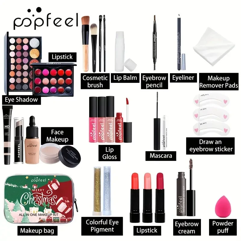 Christmas Makeup Kit - Complete Cosmetic Set for Stage & Holiday Performances