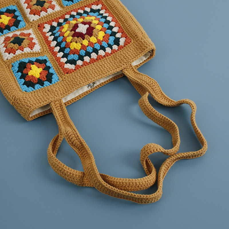 Wool Weaving Check Pattern Shoulder Bag