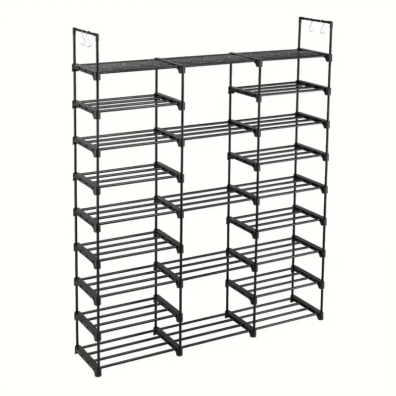 9-Tier Supreme Shoe Storage Solution - Sturdy Stackable Cabinet for 50 Pairs