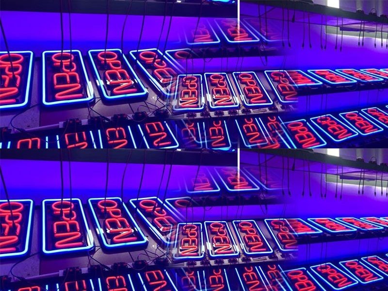 Large OPEN Neon Sign LED Tube Handmade Visual Artwork Bar Club Wall Decor Light