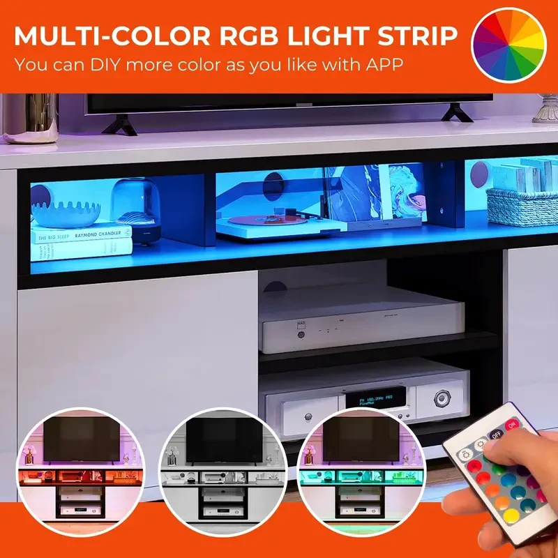 LED TV Stand Cabinet 60" - High Gloss Entertainment Center Media Console