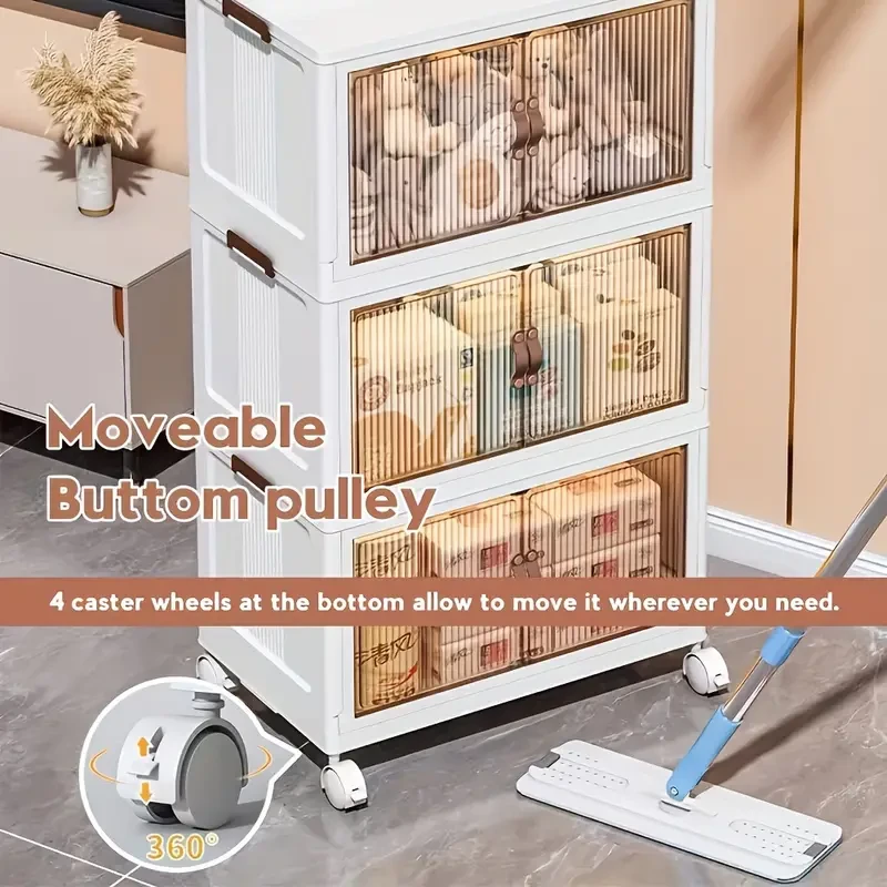 3/4 Layers Big Capacity Folding Storage Box Cabinet - Installation-Free Multi-Layer Plastic Rack