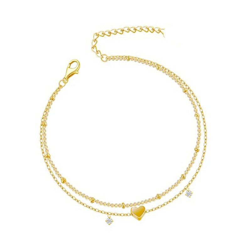 Dainty 14k Gold Plated Love Heart Bracelet