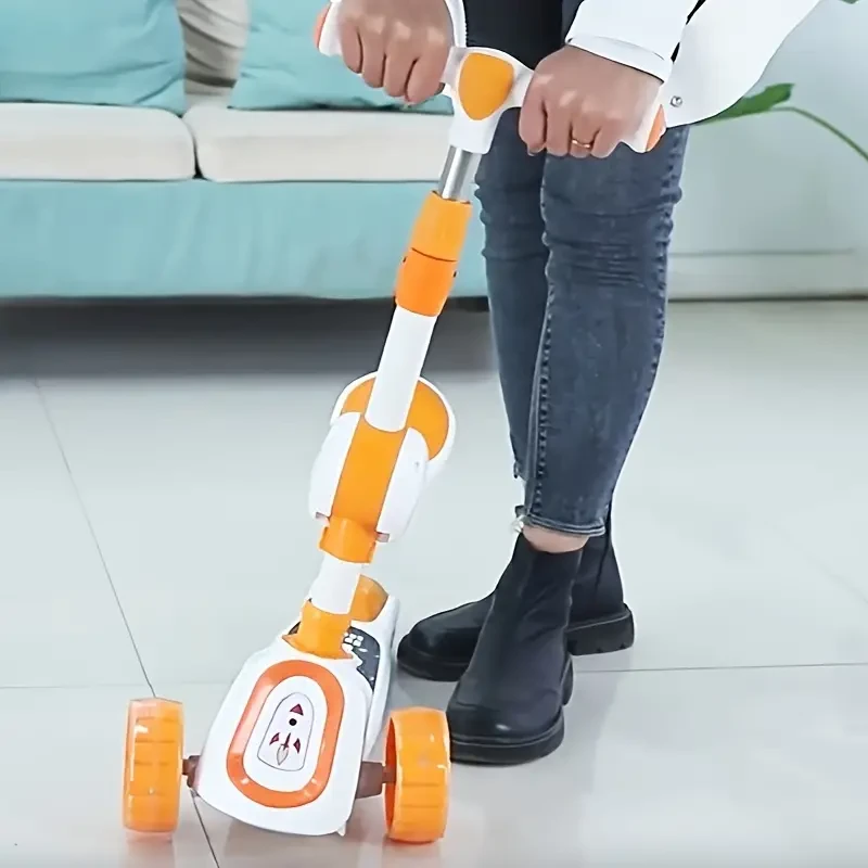 Scooter, Siteable Skateboard, Illuminated Wheels And 3 Adjustable Height Handlebars, Tilting Steering And Widened Non-Slip Deck, 3-Wheel