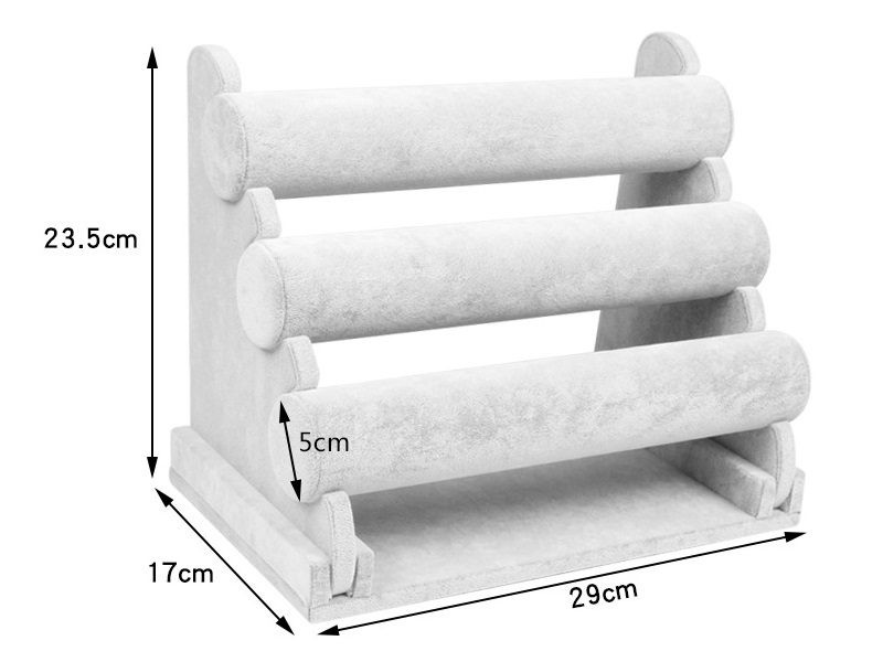 Velvet 3-Level Bracelet Watch Display Stand/Holder BLACK