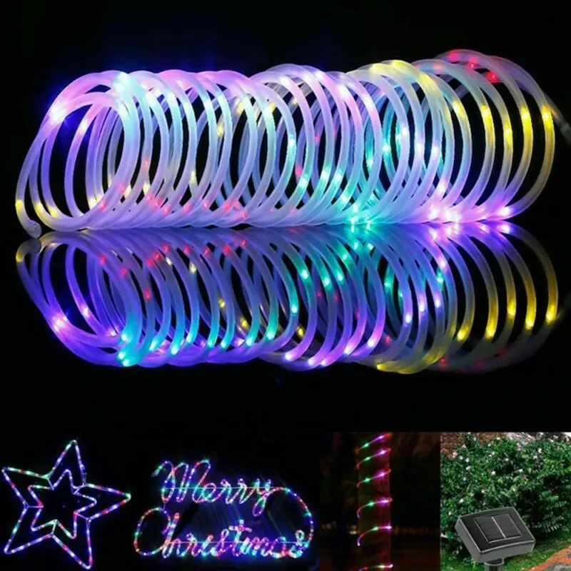 Rope Strip Light Solar LED Tube Rope Garland Fairy Light Strings