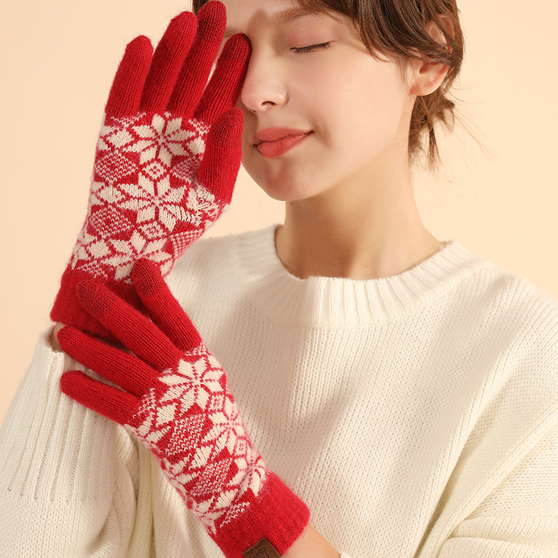 New Year Festive Red Gloves