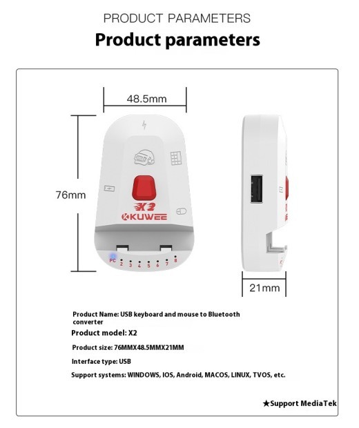 USB Key Mouse To Bluetooth Key Mouse Computer Cellphone Key Mouse Link