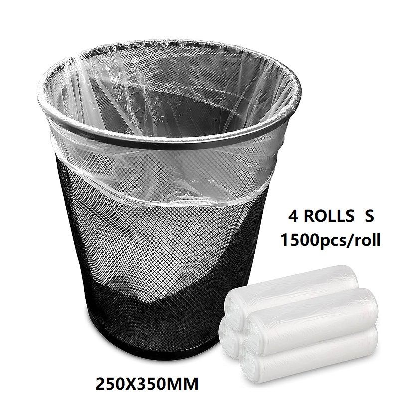 (4 Rolls/1ctn) Clear Trash Bag Rubbish, S(250X350MM) ,1500pcs/roll