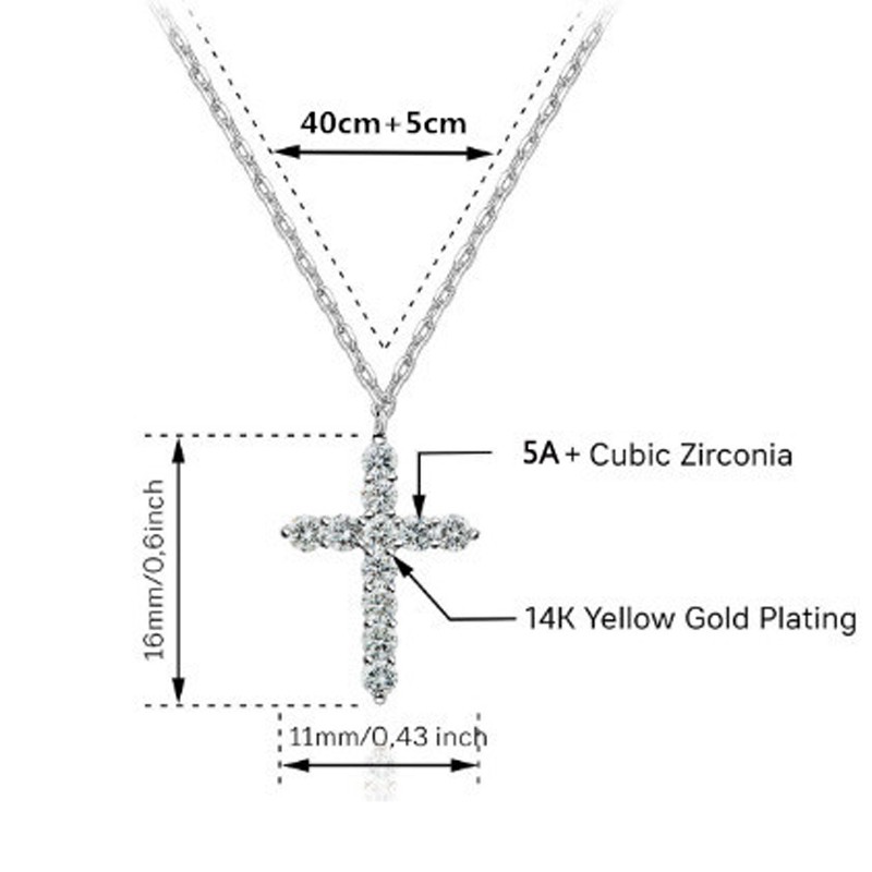 14K Gold Plated Cross Necklace for Women