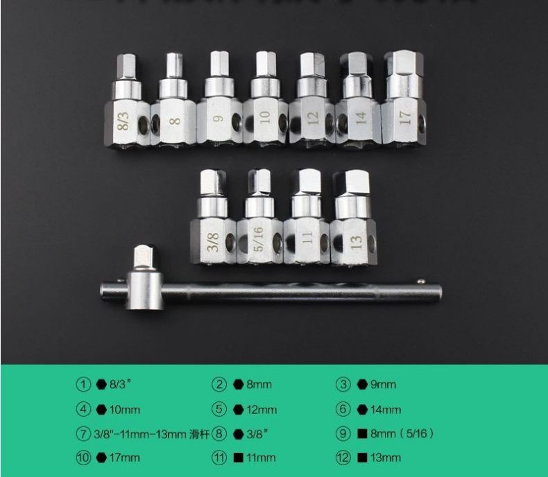 12Pcs Oil Drain Plugs Removal Tool Key Socket Kit