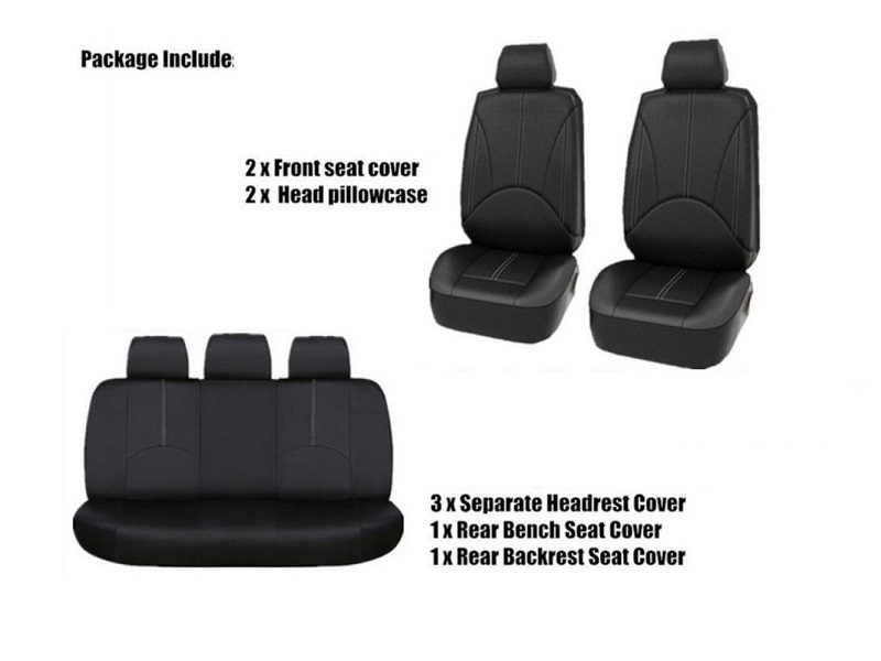 PU Leather Car Seat Cover 5 Seater Full Set Front Rear Cushion Mat Protector