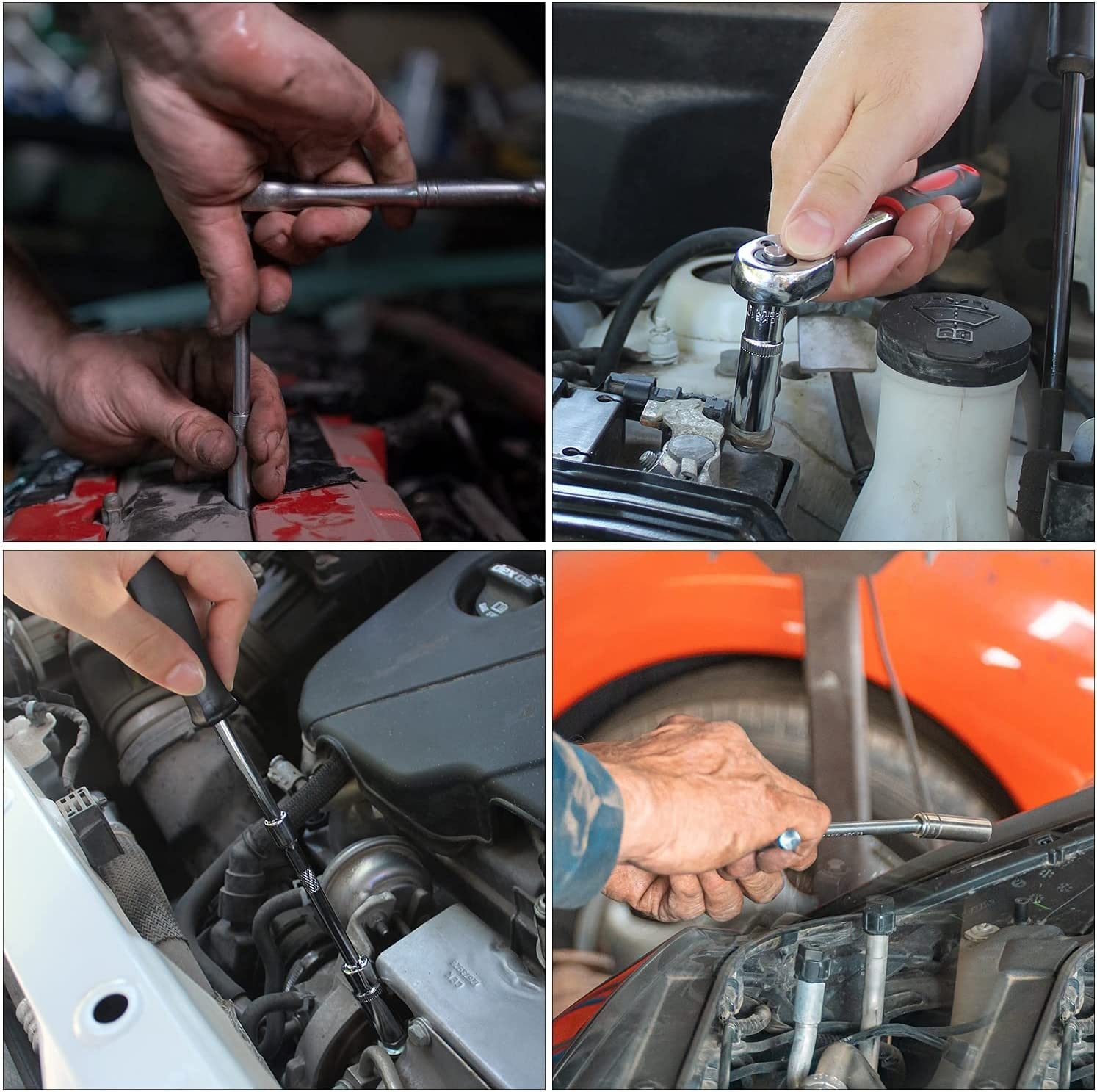 53 Pcs 1/4 inch Ratchet Socket Wrench Set Drive Bit Socket Extension Bar