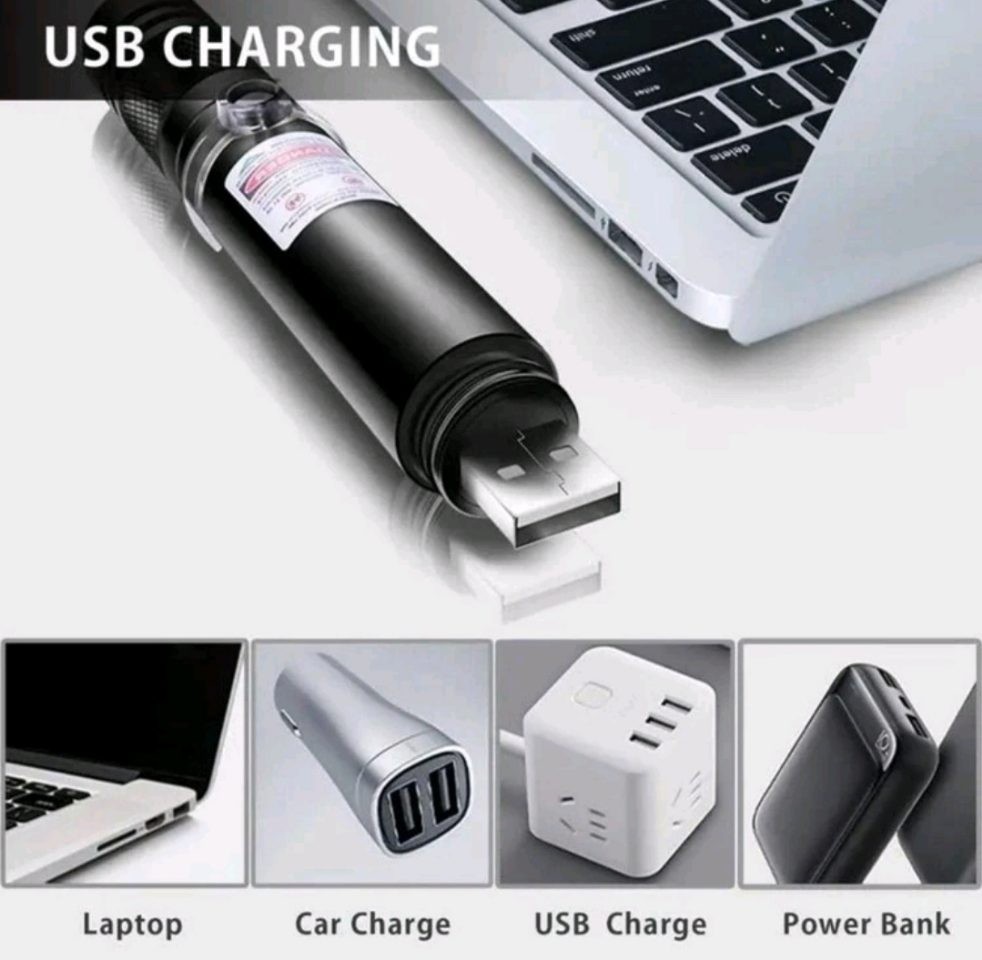 High Power Green Laser Pointer, USB Rechargeable