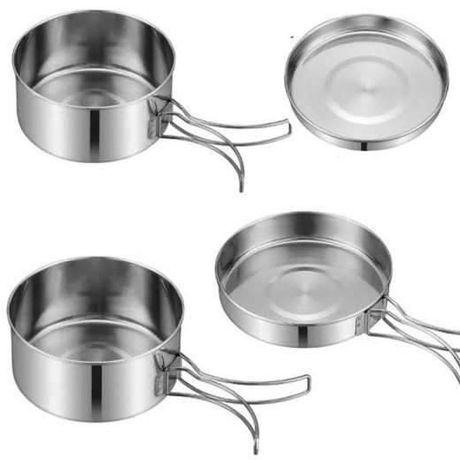 Outdoor Stainless Steel Cookware Suit Camping Portable Cookware Pot Set