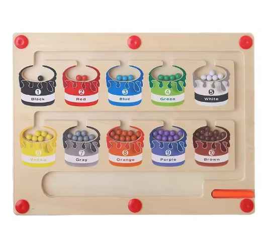 Wooden Magnetic Color and Number Maze Learning Education Toys Color Matching Montessori Toys Wooden Toys for Children Gift