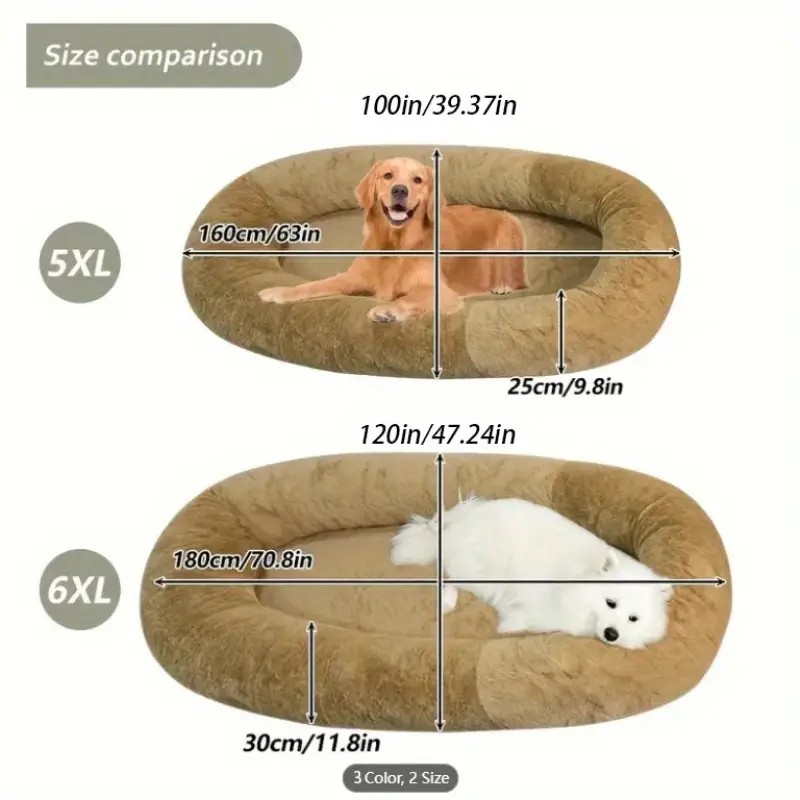 Human Dog Bed - Washable Faux Fur Orthopedic Bed for People and Pets with Plump Pillow and Blanket