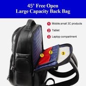 Bopai 851 019811 Large Capacity Anti Theft Waterproof Leather Backpack Laptop.