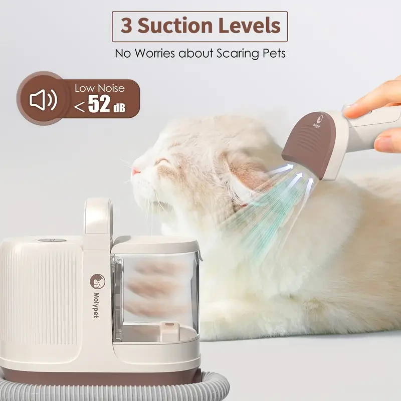 Dog Grooming Kit - 1.3L Pet Grooming Vacuum with Low Noise, 6 Grooming Tools & 4 Combs