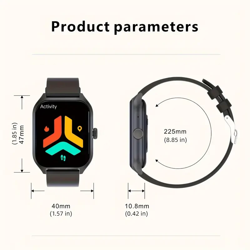 1.96" Smart Watch with Body Temp and Sleep Monitor - Wireless Call, Fitness Tracker with 100+ Sports Modes