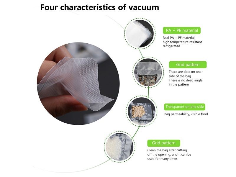 (2 Rolls) *5m Kitchen Food Textured Vacuum Sealer Bags Storage Saver Bags